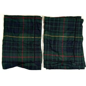 Ralph Lauren Duke Devonshire Green Plaid Tartan Sham‎ Pillow Case Set 2 Rare